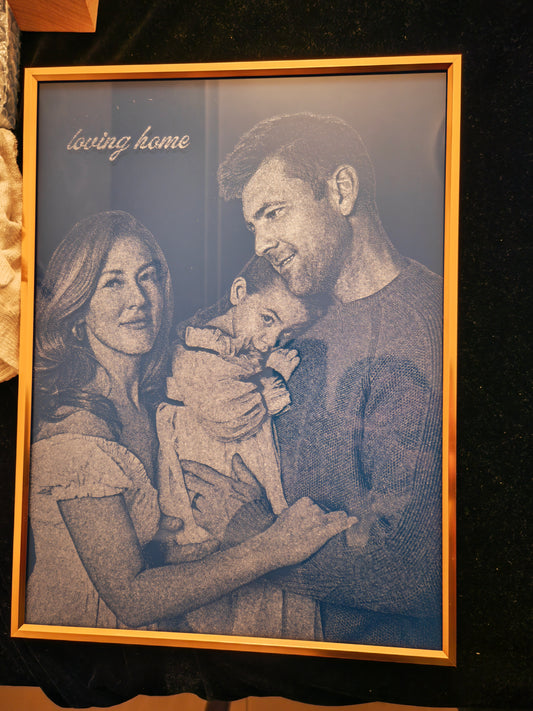 Family Glass Hammer Painting Group Photo Portrait – Aluminum Alloy Frame Father's Day gift