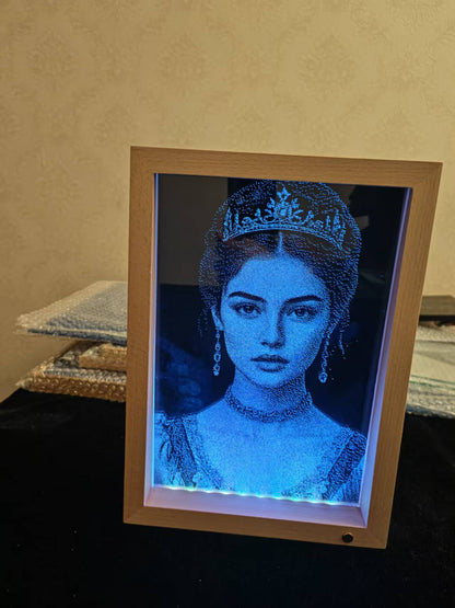 Single Female Square Glass Hammer Painting  – Wooden Frame Father's Day gift