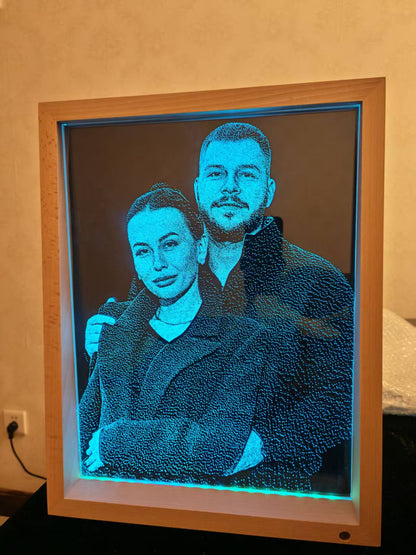 Framed Photo Couple Group Portrait Wooden Frame – Color-Changing Edition Father's Day gift