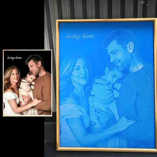 Family Glass Hammer Painting Group Photo Portrait – Aluminum Alloy Frame Father's Day gift