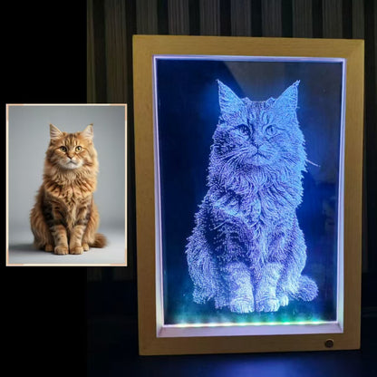 Kitten Glass Hammer Painting (Color‑Changing Edition) – Wooden Frame Father's Day gift