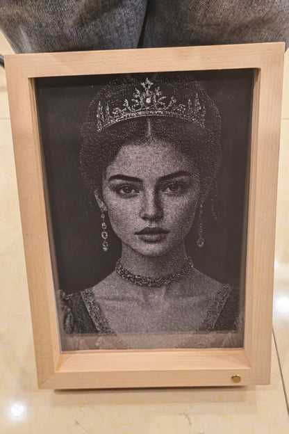 Single Female Square Glass Hammer Painting  – Wooden Frame Father's Day gift